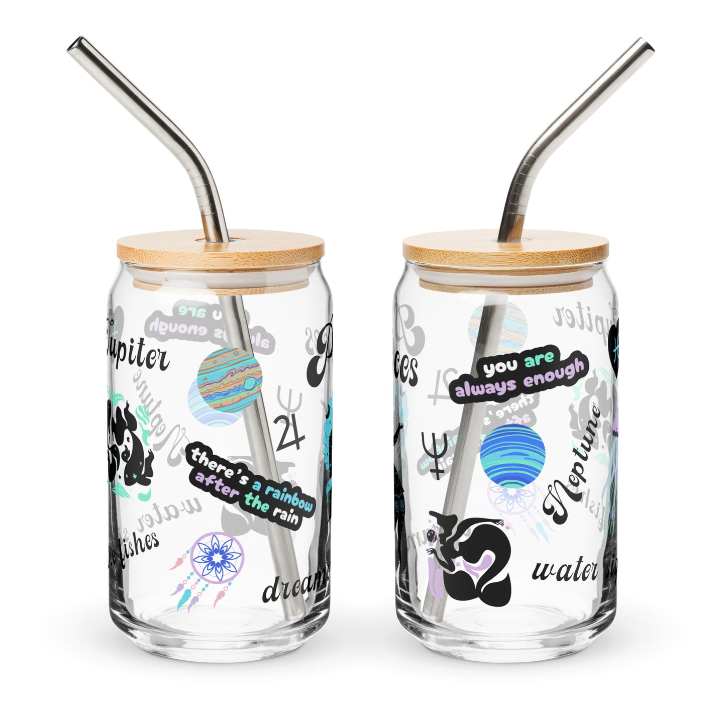 Pisces 'Sip & Fish' Mason Glass